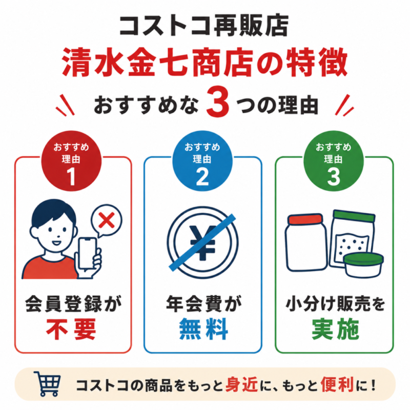 コストコ再販店清水金七商店がおすすめな3つの理由
